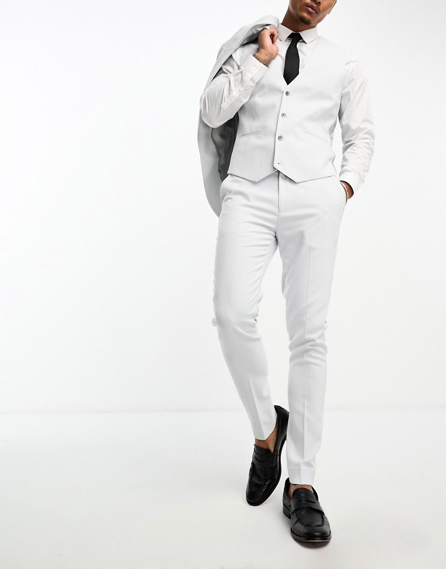 Asos Design Super Skinny Suit Pants In Ice Gray In Micro Texture