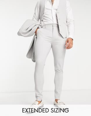 Asos Design Wedding Super Skinny Suit Pants In Micro Texture Ice Gray In Gray