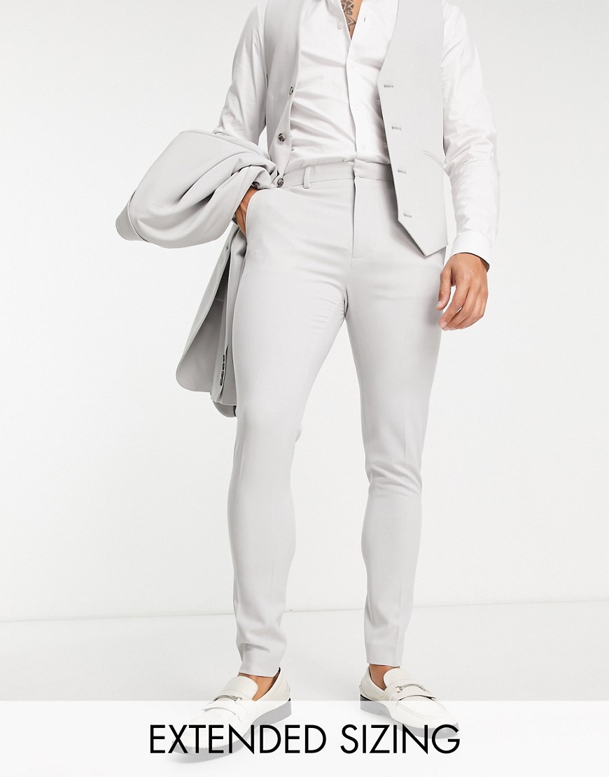 Asos Design Wedding Super Skinny Suit Pants In Micro Texture Ice Gray