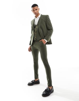 ASOS DESIGN super skinny suit pants in Khaki