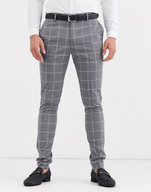 ASOS DESIGN super skinny suit in light grey windowpane check, 2 of 2