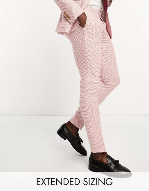 ASOS DESIGN super skinny suit pants in pastel pink linen mix - ShopStyle