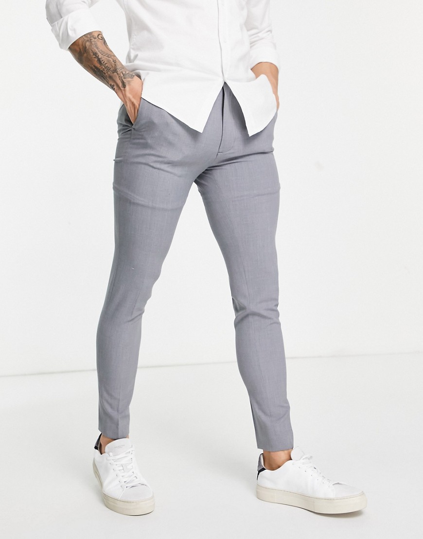 Asos Design Super Skinny Suit Pants In Mid Gray-grey