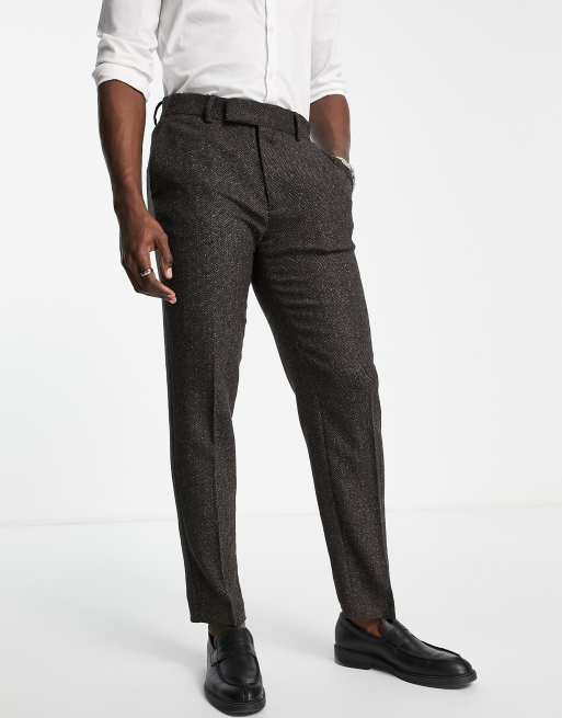 ASOS DESIGN super skinny suit pants in plaid wool mix in khaki