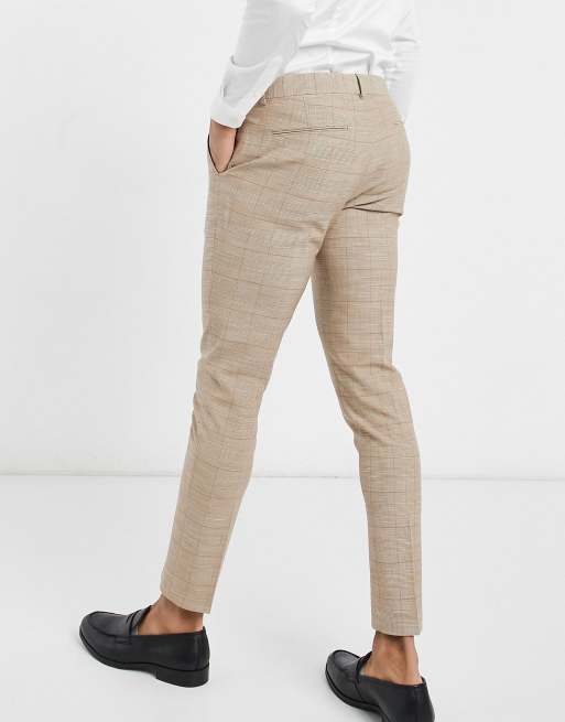 ASOS DESIGN super skinny smart pants in gray prince of wales check