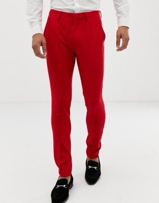 red skinny dress pants