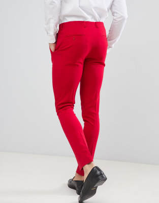 red skinny suit pants