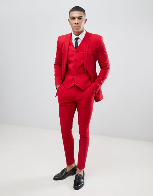 Mens red slim fit best sale dress pants