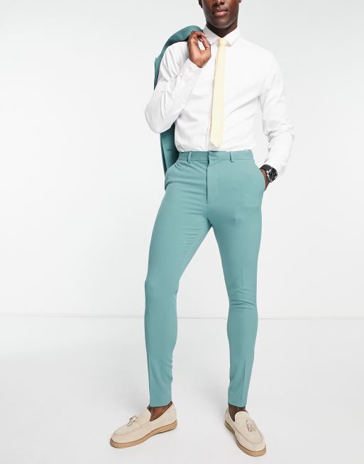 ASOS DESIGN skinny double breasted suit jacket in sage green