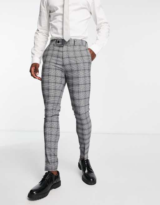 ASOS DESIGN super skinny suit pants in dark green and black tartan