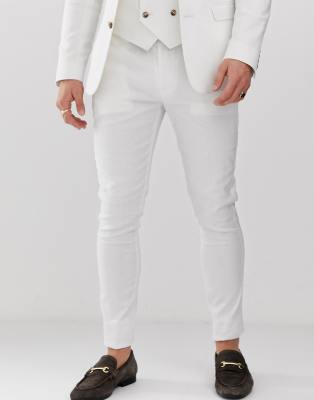 white linen skinny pants