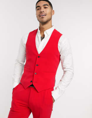 ASOS DESIGN lightweight utility vest with pockets in red