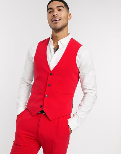 White tux red on sale vest