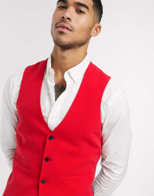 White shirt red clearance vest