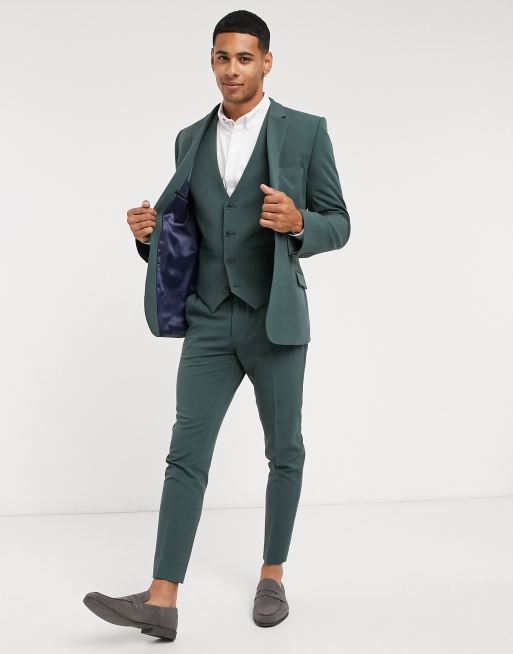 ASOS DESIGN super skinny suit suit vest in forest green | ASOS