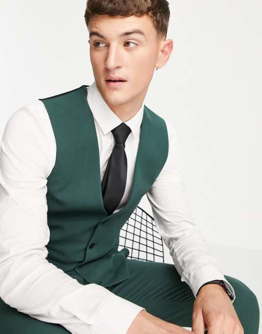 ASOS DESIGN super skinny suit suit vest in forest green