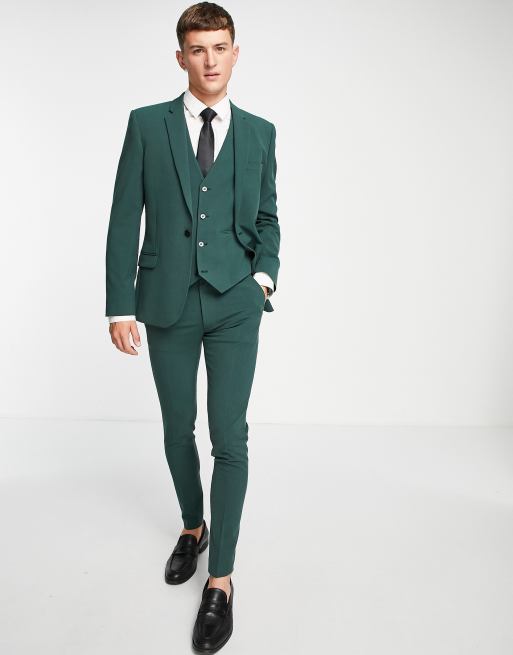 ASOS DESIGN super skinny suit suit vest in forest green | ASOS