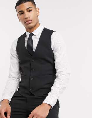 ASOS DESIGN super skinny suit suit vest in four way stretch in black