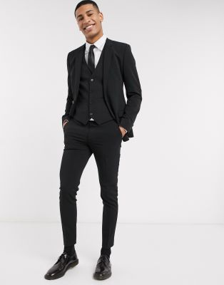 black skinny suit