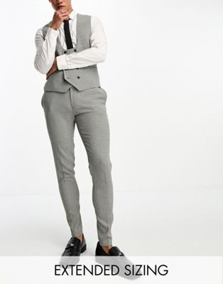 ASOS DESIGN super skinny suit trouser in olive in birdeye texture-Green