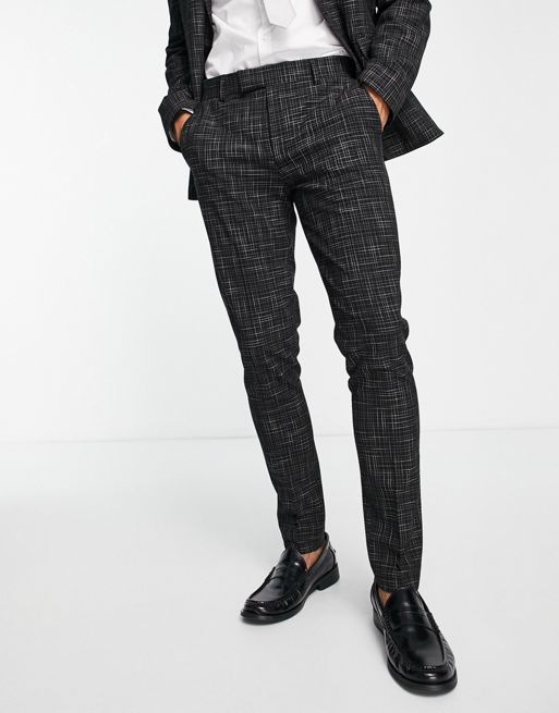 ASOS DESIGN super skinny suit trousers in black crosshatch | ASOS