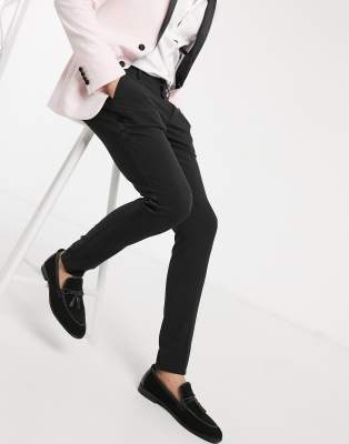 black satin skinny pants