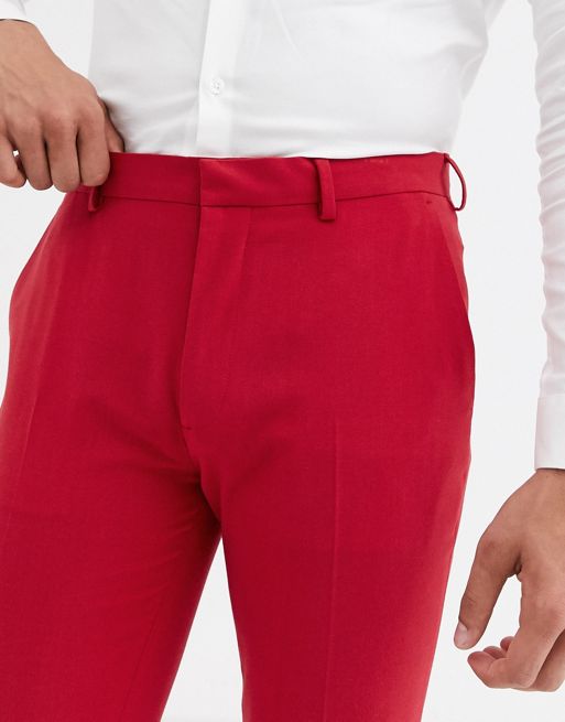 ASOS DESIGN super skinny suit pants in red