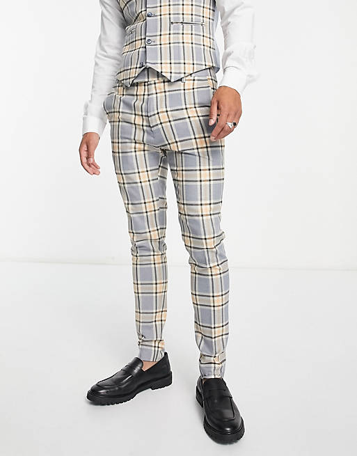 ASOS DESIGN super skinny suit trousers in brushed check | ASOS