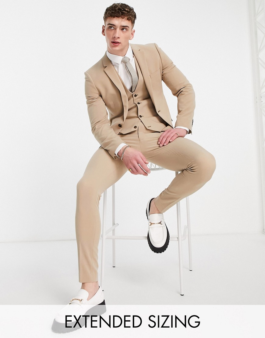 ASOS DESIGN super skinny suit trousers in camel-Neutral