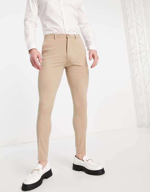 Mens beige best sale skinny trousers