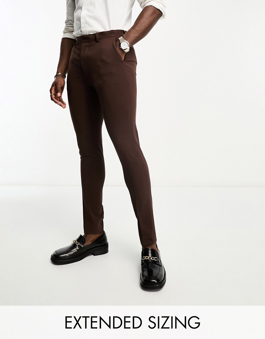 ASOS DESIGN super skinny suit trousers in chocolate-Brown