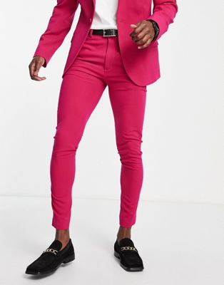 ASOS DESIGN super skinny suit pants in electric pink - ASOS Price Checker