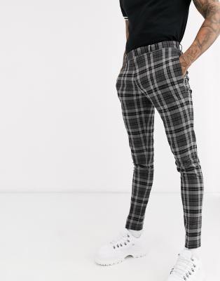 super skinny check trousers