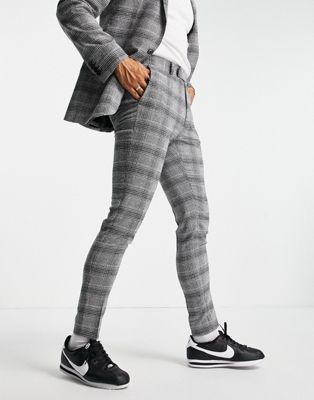 ASOS DESIGN super skinny suit trousers in grey check