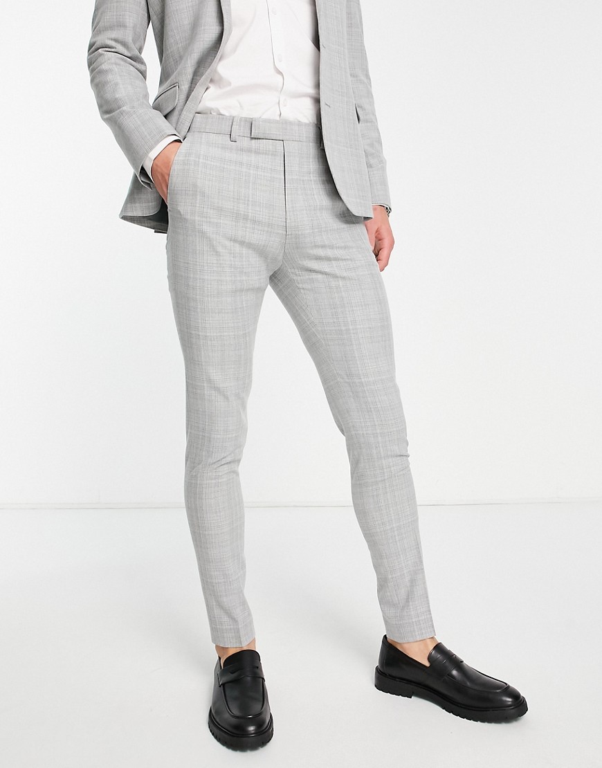 ASOS DESIGN super skinny suit trousers in grey crosshatch