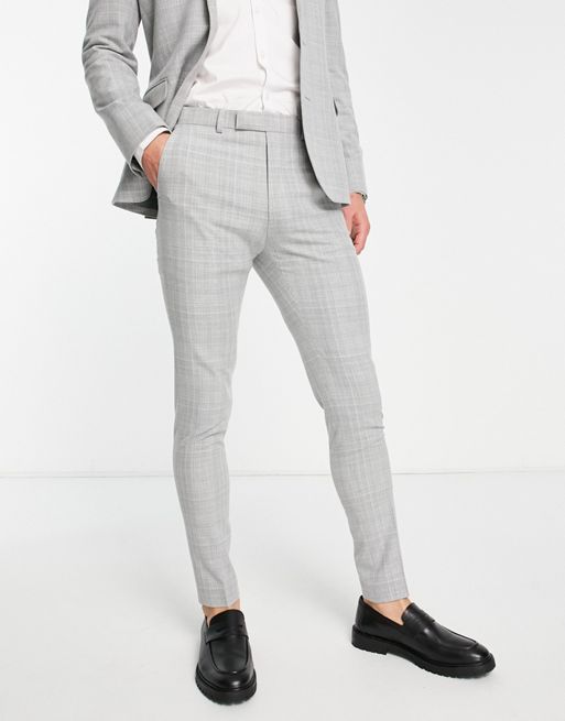 ASOS DESIGN super skinny suit trousers in grey crosshatch | ASOS