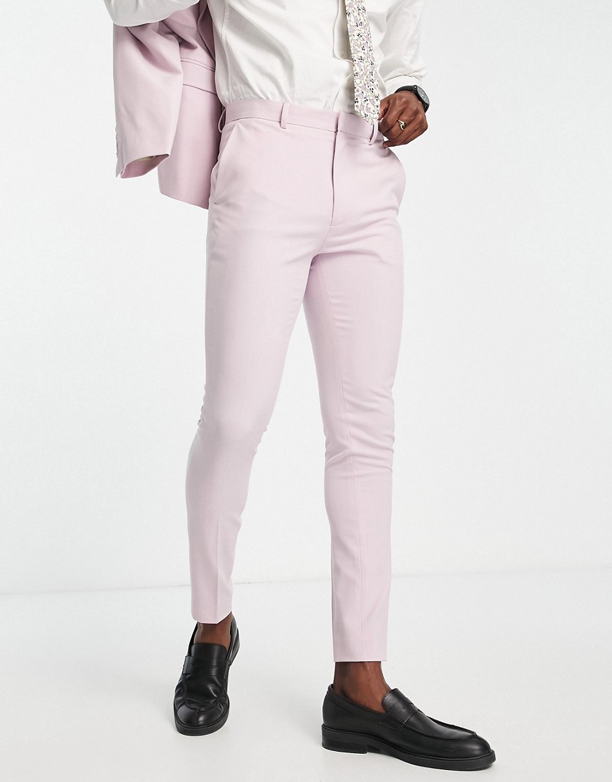 ASOS DESIGN super skinny suit trousers in light pink-Purple