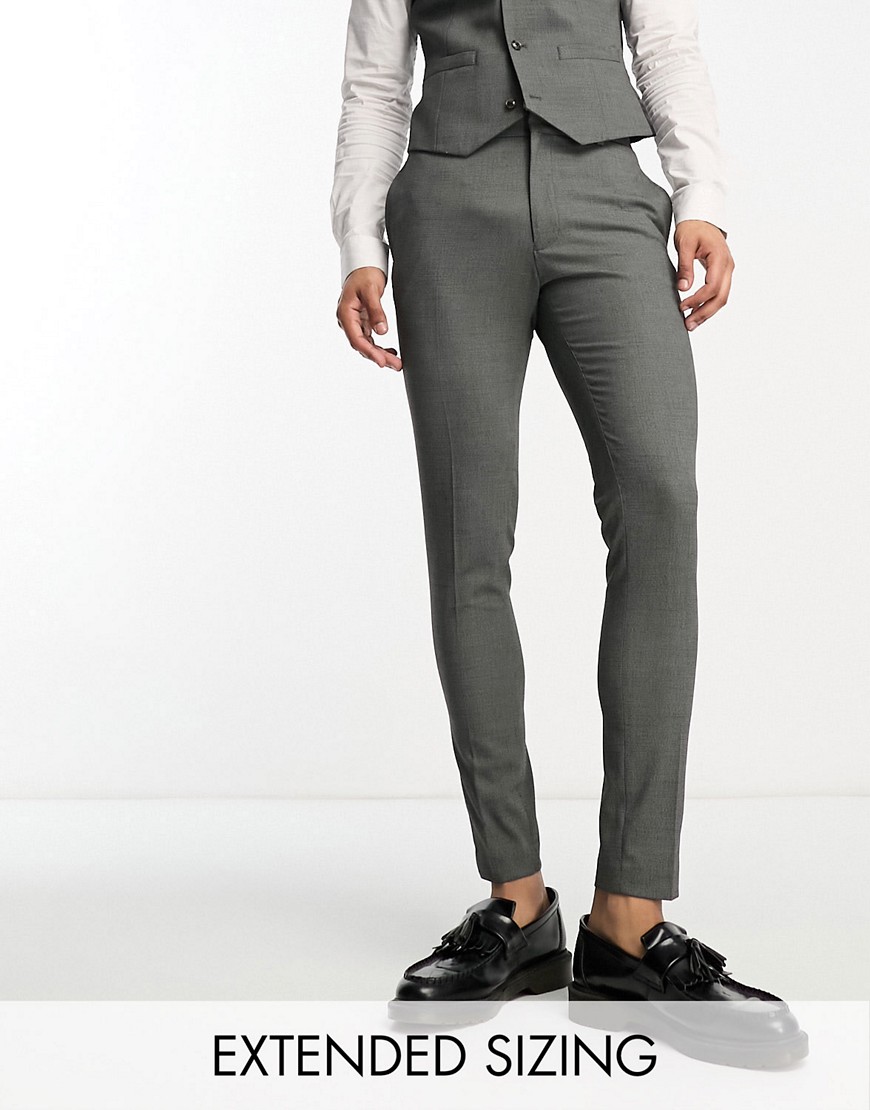 ASOS DESIGN super skinny suit trousers in mid grey micro texture