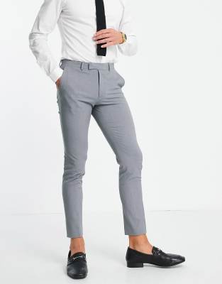 super skinny grey suit trousers