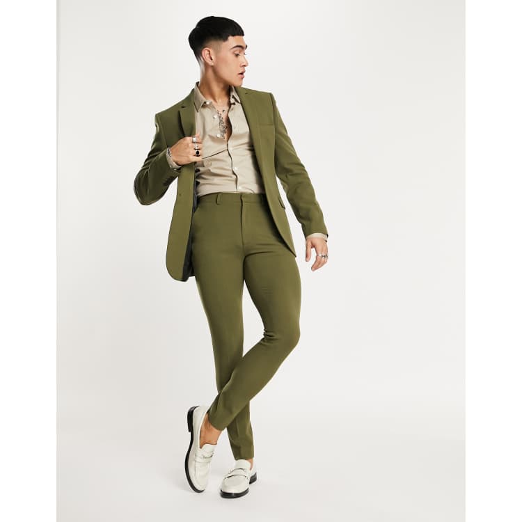 Olive green pants store suit