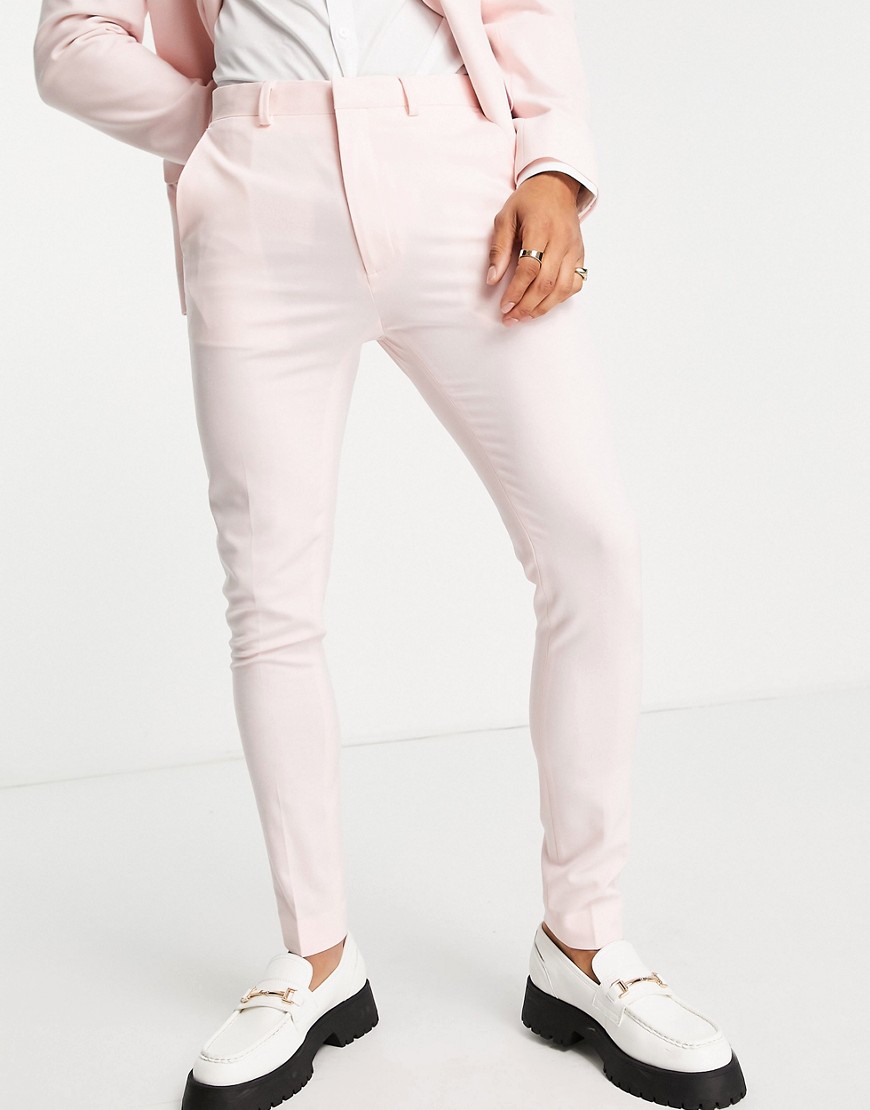 ASOS DESIGN super skinny suit trousers in pale pink