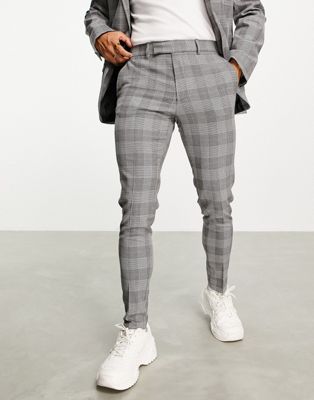 ASOS DESIGN super skinny suit trousers in prince of wales check in black
