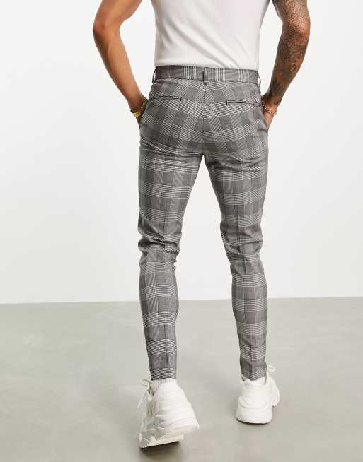 Mens super skinny checkered on sale trousers