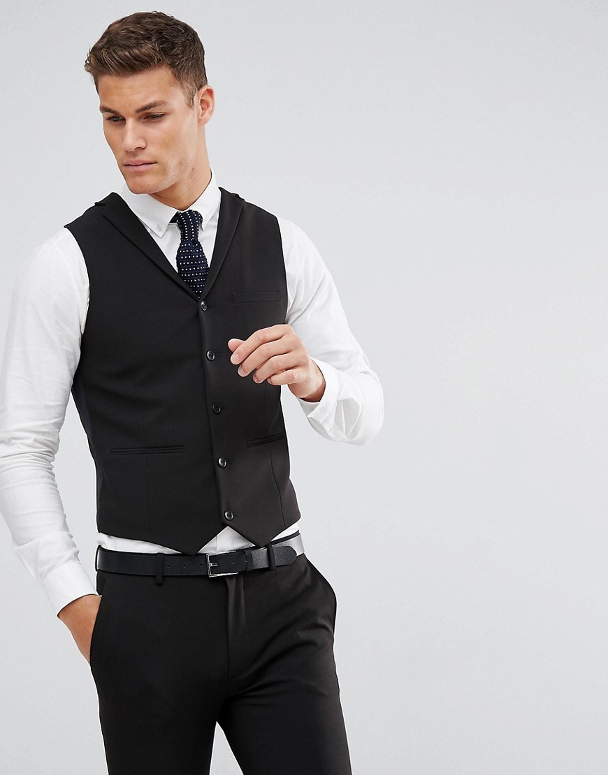 Asos Design Plus Super Skinny Fit Suit Vest In Black