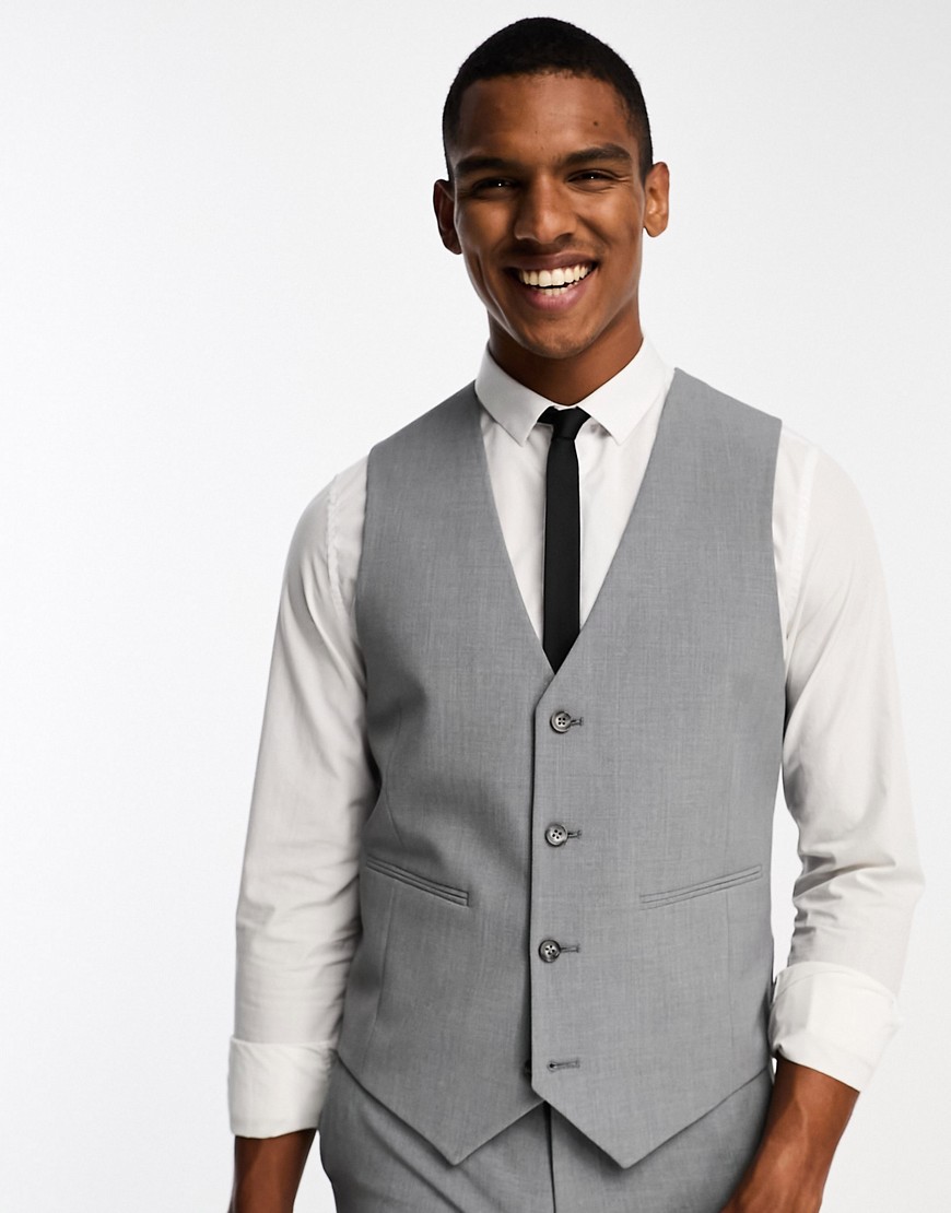 Asos Design Super Skinny Suit Vest In Gray