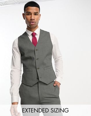ASOS DESIGN super skinny suit waistcoat in mid grey micro texture - ASOS Price Checker