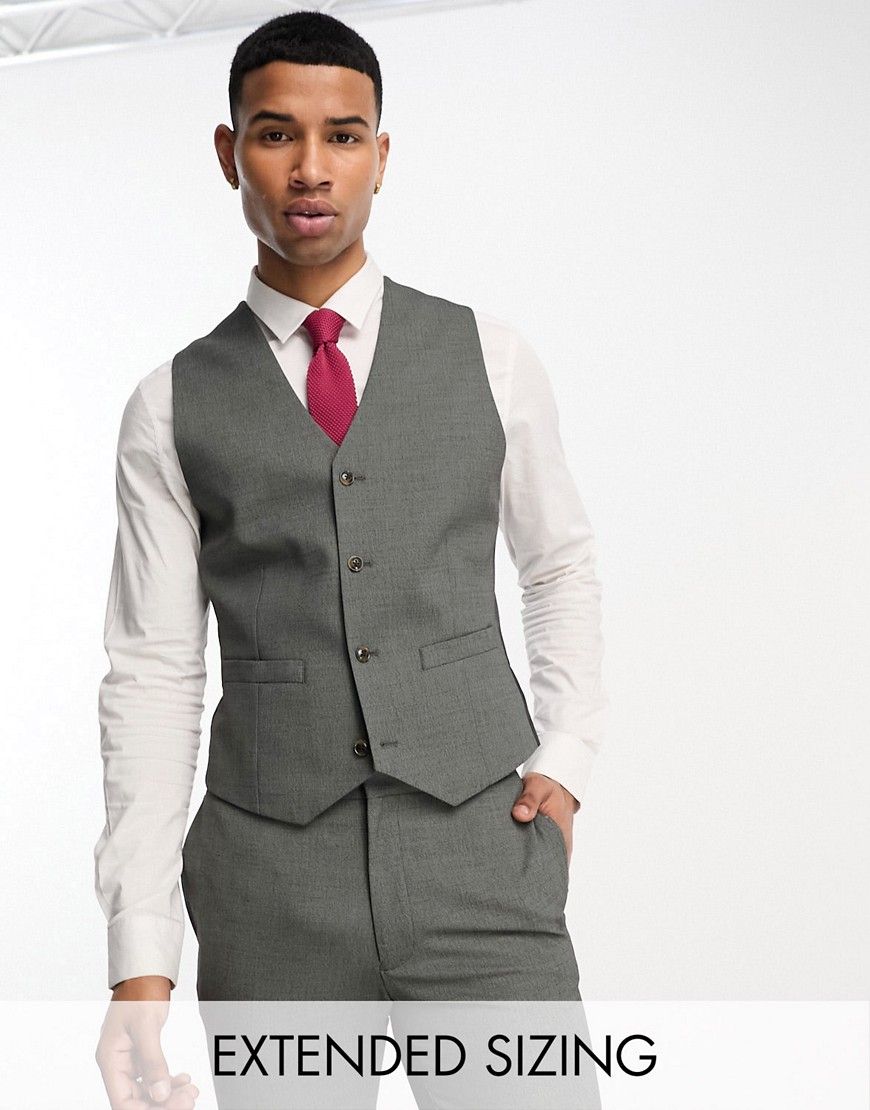 Asos Design Super Skinny Suit Vest In Mid Gray Micro Texture
