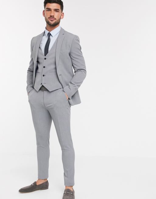 ASOS DESIGN super skinny suit vest in mid gray