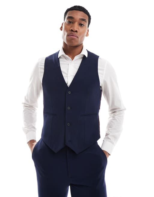 Mens blue best sale suit vest