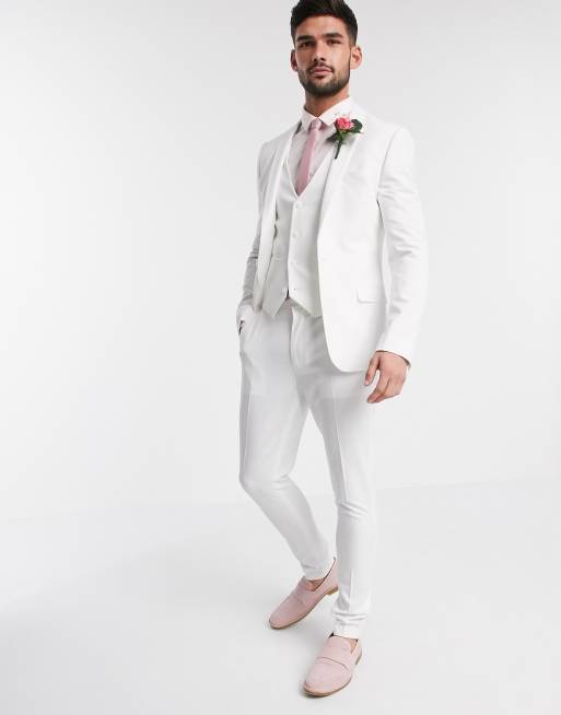 Mens white sales skinny suit